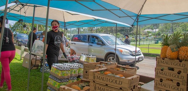 About 400 bags of food distributed to Hana residents in need