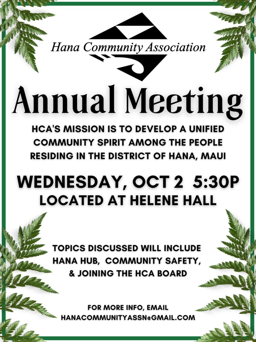 Hāna Community Association Annual Meeting