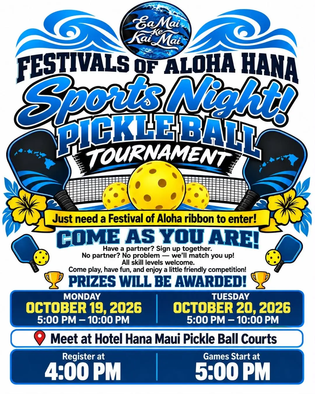 Festivals of Aloha – Sport Night featuring Pickleball!